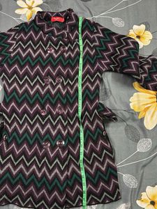 Patterned Knit Coat