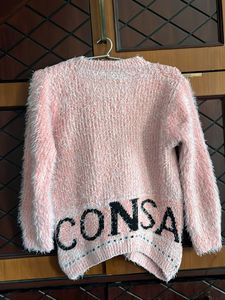 Pink CONSA Pullover With Shredded Wool