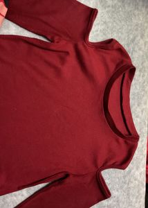 Maroon Cold Shoulder Top