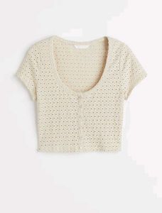 H&amp;M Beige Fitted Crop Top