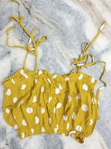 🐥Mustard Polka Dot Crop Top