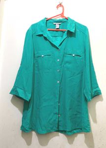 Green Button-Up Top 34 half