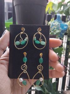 jade earrings , 2 pairs