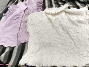Lavender Shirt And White Free Size Top