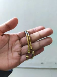 Gold And Silver Textured Adjustable Bangles