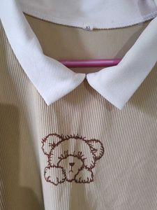 Beige drop shoulder top