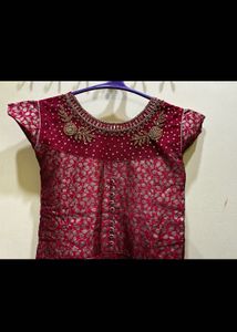 Banarasi Red Anarkali Suit Set Size S