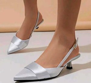 Silver Slingback Heels