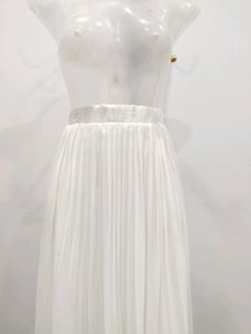 White Pleated Midi Skirt