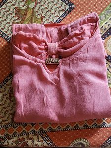Peach Color Peplum Top For Girls