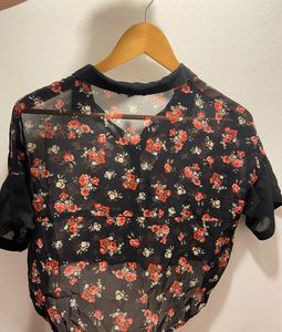 Bershka Floral Mesh Top