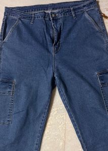 Stylish Blue Denim Cargo Jeans