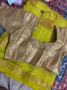 Yellow Saree with Gold Blouse
