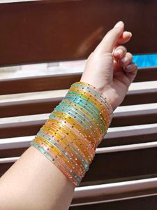 trendy colourful transparent glass bangles