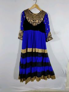 Black And Blue Anarkali Set (Women&#39;s)