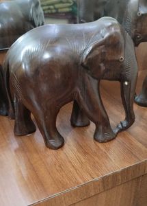 Vintage Wooden Elephant Family