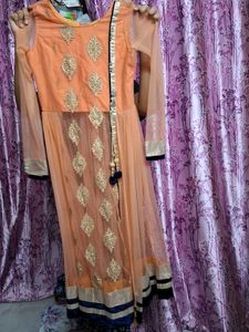 Peach Embroidered Anarkali Dress