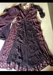 Burgundy Colour Nayra Cut Suit Set