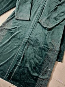 Green Velvet Kurta Set