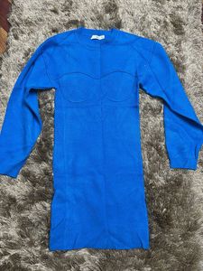 Blue Knit Bodycon Dress