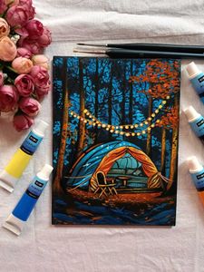 Camping Night Artwork Painting