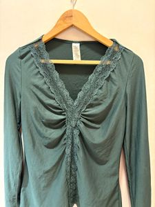 Beautiful Lace Trim Long Sleeve Top