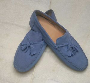 ZARA Blue Sude Leather Loafers