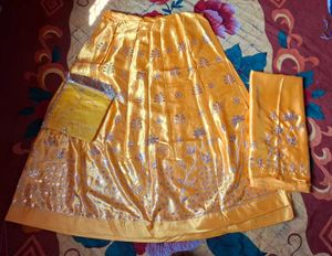 Yellow SATIN Pure Poshak