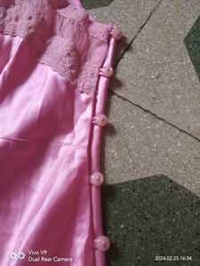 Pink Lace Trim Slip Dress