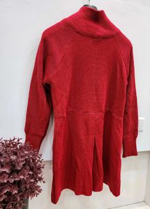 Red Knit Button-Down Cardigan