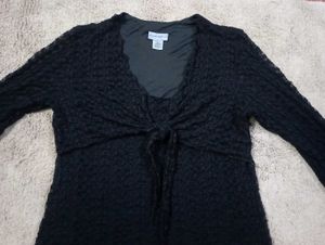 Black Textured Long Sleeve Top