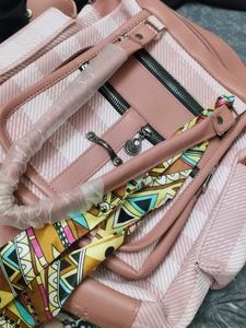 Pink Checked Satchel Bag