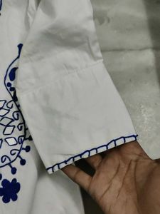white shirt with dori work and applique wor