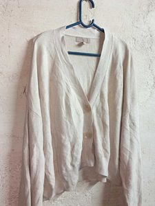 H&amp;M Oversized Crop Cardigan Sweater Cream