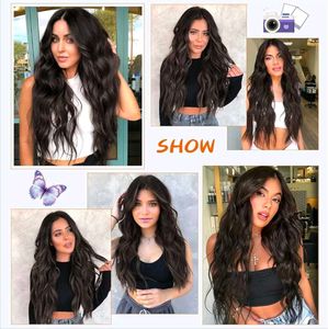 Long Matte Brown Full Head Wigs for Women Wavy