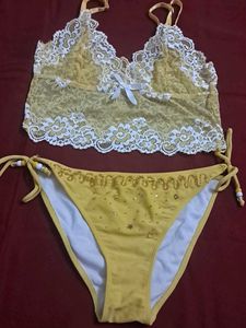 Yellow Lace Bikini Set