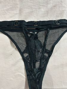 Black Mesh Thong