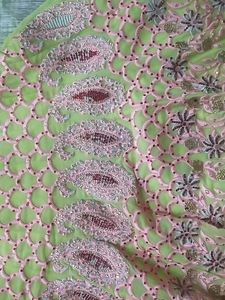 Embroidered Pink &amp; Green Ethnic Gown