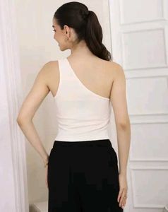 One Shoulder Ruffle DetailTextured Short Top