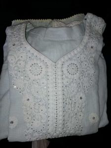 White Chikankari Suit (Kurti, Pant, Dupatta)