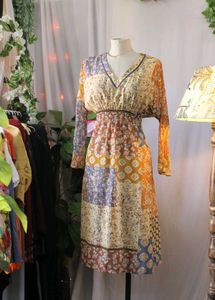 Vintage Patchwork Midi Dress