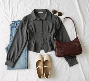 Elegant Gray Long Sleeve Shirt