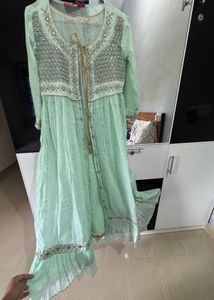 Mint Green Embroidered Kurta Dress