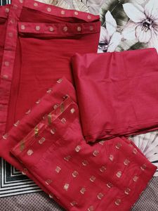 Women Saree Mall Silk Blend Zari Pink Suit Fabric