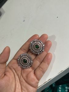 Emerald & Crystal Flower Earrings