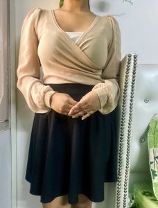 Beige Black Dress