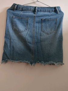 Distressed Denim Mini Skirt