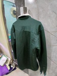 Green Quilted Jacket with Sherpa Collar