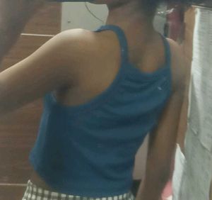 Tokyo Talkies Solid Blue Cropped Top