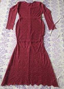 FabAlley Rust  Bodycon Lace Maxi Dress